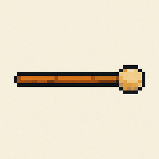 Horizontal drumstick for drum 2d pixelart.
In-Game asset.  2d.  High contrast.  No shadows