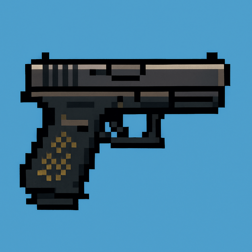 glock
pixel art.
In-Game asset.  High contrast.  No shadows