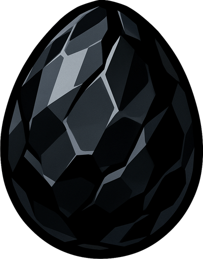 A Obsidian egg.
In-Game asset.  2d.  High contrast.  No shadows