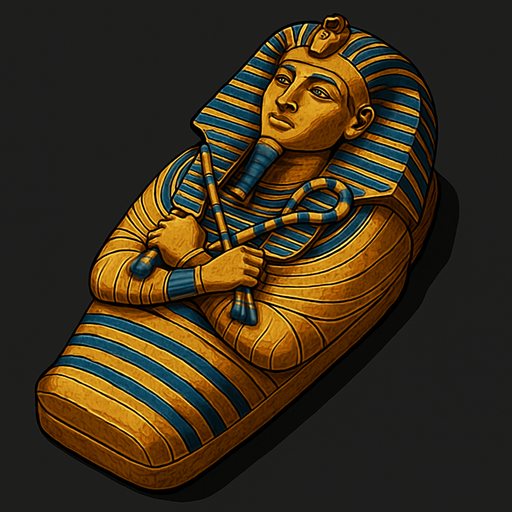 Sarcófago, algo realista.
In-Game asset.  2d.  High contrast.  No shadows