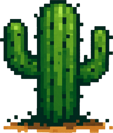 vazoda olmayan bir çöl kaktüsü yap pixel şekilde.
In-Game asset.  2d.  High contrast.  No shadows