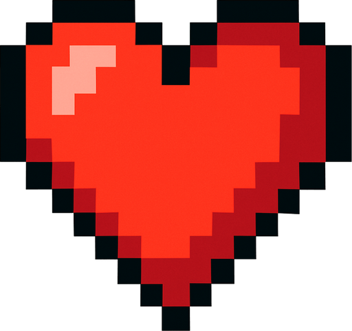 Piksel kalp.
In-Game asset.  2d.  High contrast.  No shadows