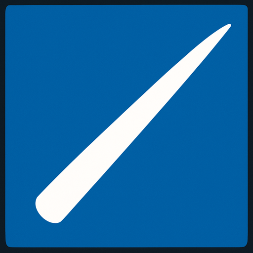 straight and white slash thin at the tip and thick in the middle.
In-Game asset.  2d.  High contrast.  No shadows