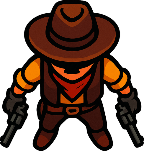 Top view enemy cowboy.
In-Game asset.  2d.  High contrast.  No shadows