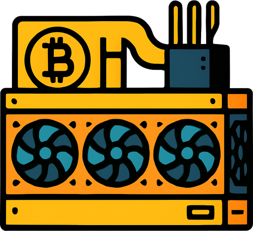 Bitcoin mining rig.
In-Game asset.  2d.  High contrast.  No shadows