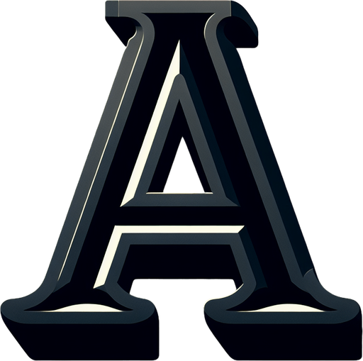Letter A.
Single Game Texture.  In-Game asset.  2d.  Blank background.  High contrast.  No shadows