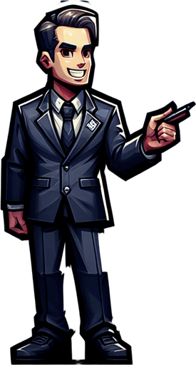 manager character upper body part.
Single Game Texture.  In-Game asset.  2d.  Blank background.  High contrast.  No shadows