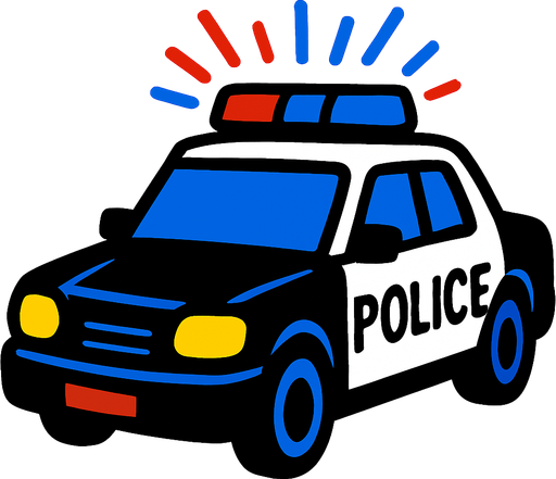 police car with flashing lights.
In-Game asset.  2d.  High contrast.  No shadows