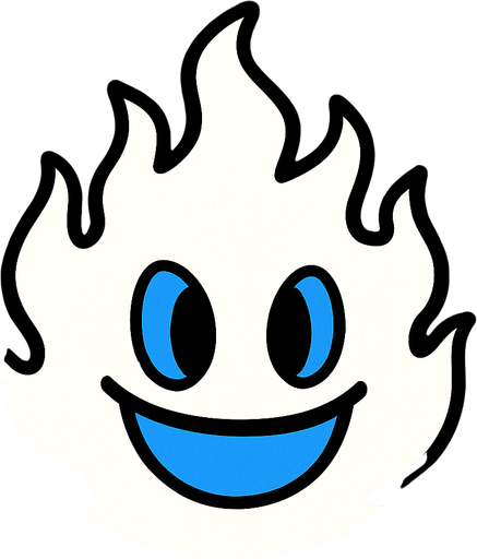 Bola de fuego de color blanco y con cara azul.
In-Game asset.  2d.  High contrast.  No shadows