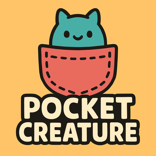 create a cute logo with Pocket Creature written.
In-Game asset.  2d.  High contrast.  No shadows