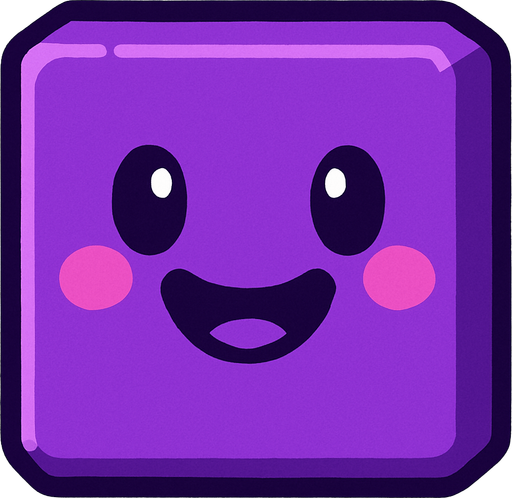 Happy purple block.
In-Game asset.  2d.  High contrast.  No shadows