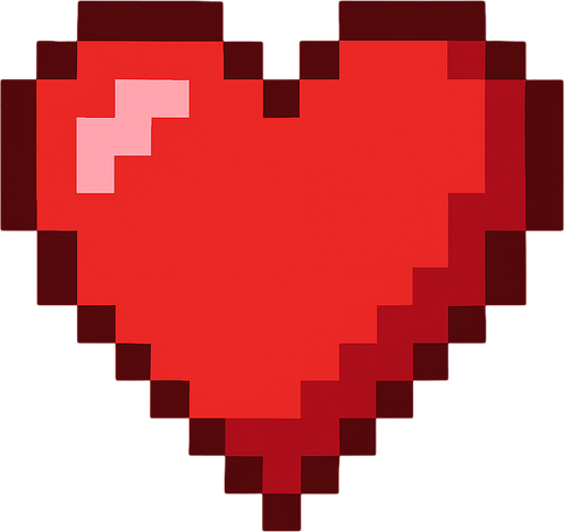 Heart pixart.
In-Game asset.  2d.  High contrast.  No shadows