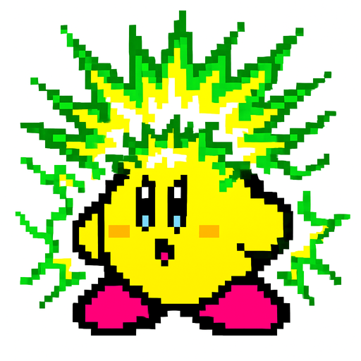 Spark kirby.
In-Game asset.  2d.  High contrast.  No shadows