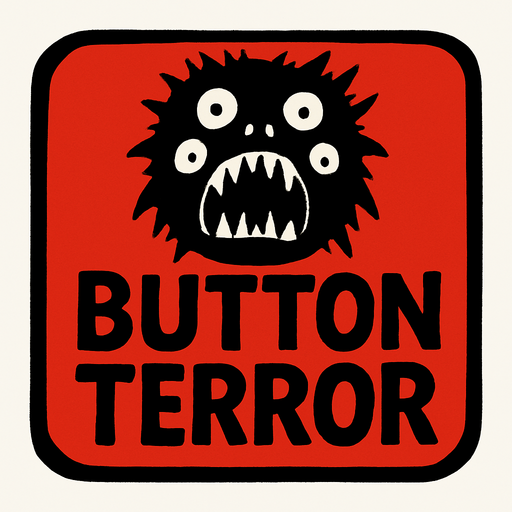 Button terror.
In-Game asset.  2d.  High contrast.  No shadows