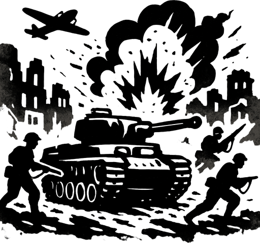 World War II chaotic background, grey
In-Game asset.  2d.  High contrast.  No shadows