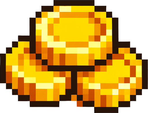 gold.
In-Game asset.  High contrast.  No shadows. pixel. pixel