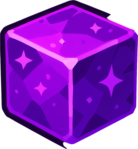 Purple gem cube.
In-Game asset.  2d.  High contrast.  No shadows