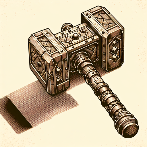 Warcraft 3 art of a hammer..
Single Game Texture. In-Game asset. 2d. Blank background. High contrast. No shadows.