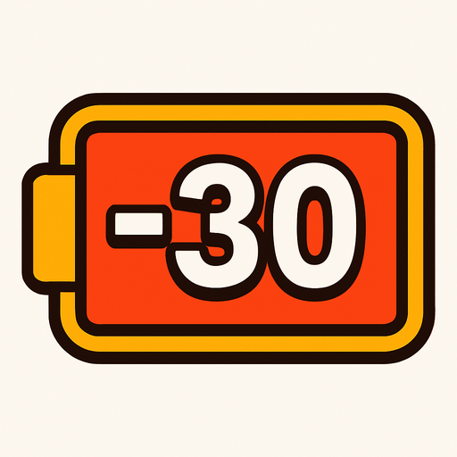 A score Ui that written -30 on it.
In-Game asset.  2d.  High contrast.  No shadows
