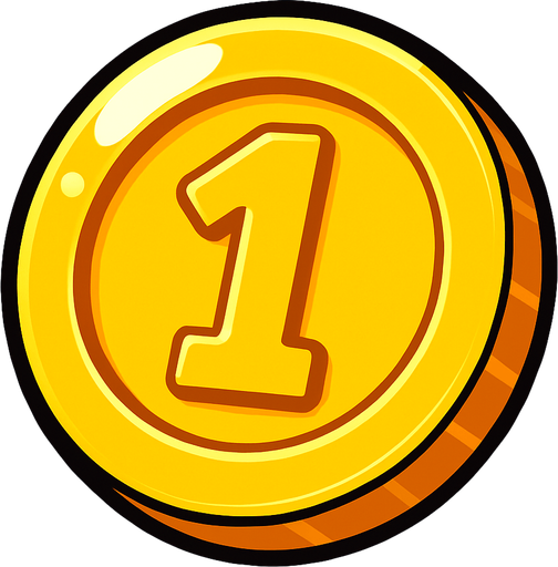 shiny coin.
In-Game asset.  2d.  High contrast.  No shadows