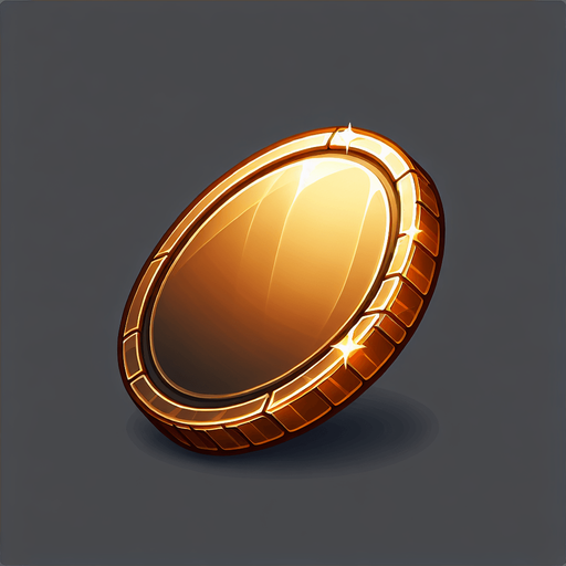 Coin.
Single Game Texture. In-Game asset. 2d. Blank background. High contrast. No shadows.