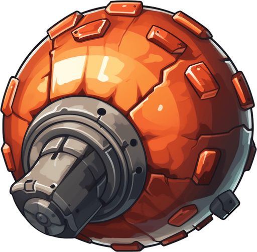 round bomb. fuse on fire
Single Game Texture. In-Game asset. 2d. Pixelart. White background. Blank background. Low detail. High contrast.