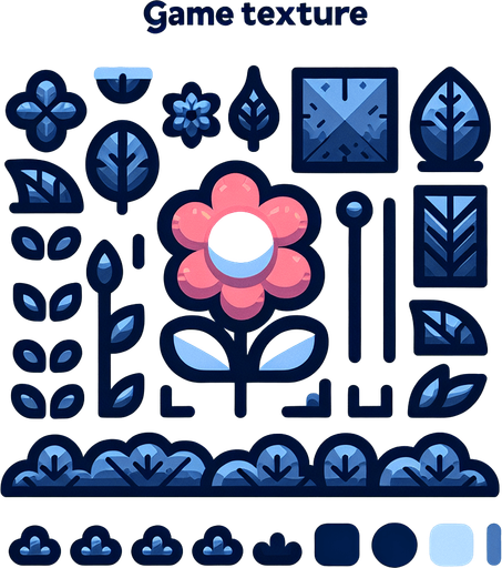 flower.
Single Game Texture. In-Game asset. 2d. Blank background. High contrast. No shadows.