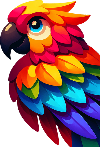 parrot bird.
Single Game Texture. In-Game asset. 2d. Blank background. High contrast. No shadows.