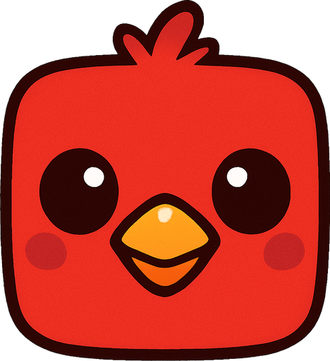 Cartoon red baby bird face.
Single Game Texture. In-Game asset. 2d. Blank background. High contrast. No shadows.
