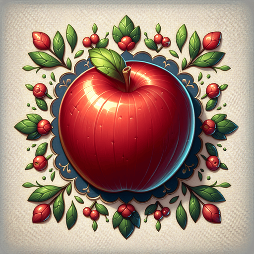 apple.
Single Game Texture. In-Game asset. 2d. Blank background. High contrast. No shadows.