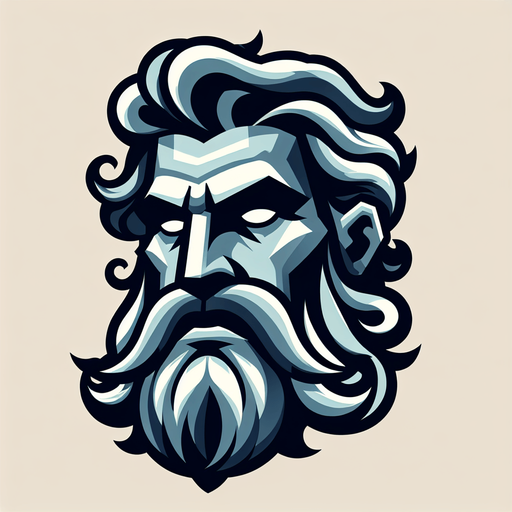 Poseidon’s face. Cartoon style..
Single Game Texture.  In-Game asset.  2d.  Blank background.  High contrast.  No shadows
