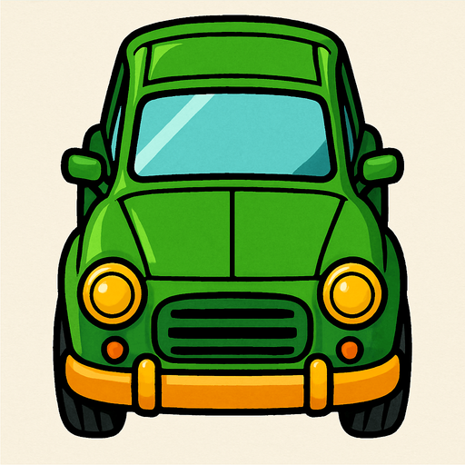 yukarı bakan yeşil araba.
In-Game asset.  2d.  High contrast.  No shadows