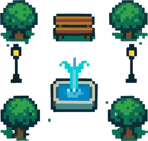 Park tile 2d pixilated topdown.
In-Game asset.  2d.  High contrast.  No shadows