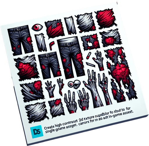 zombie.
Single Game Texture. In-Game asset. 2d. Blank background. High contrast. No shadows.