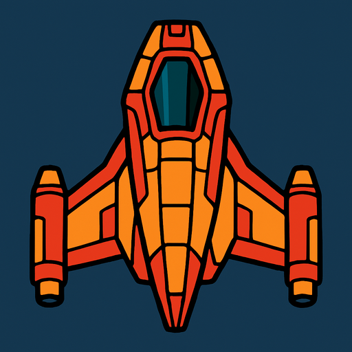 an space ship.
In-Game asset.  2d.  High contrast.  No shadows