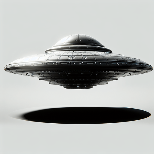 A ufo.
Single Game Texture.  In-Game asset.  2d.  Blank background.  High contrast.  No shadows