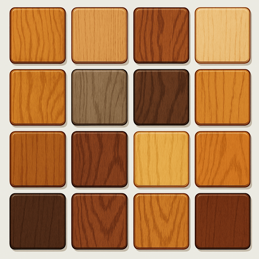 Pack of different Othello board square cells of wood, different wood.
In-Game asset.  High contrast.  No shadows. 3D