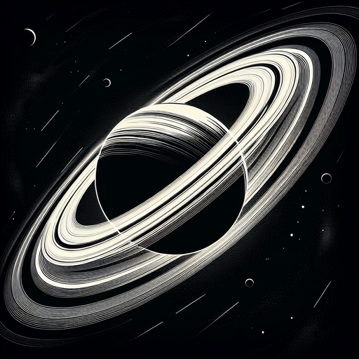 planet with rings.
black background. full, with margin.
