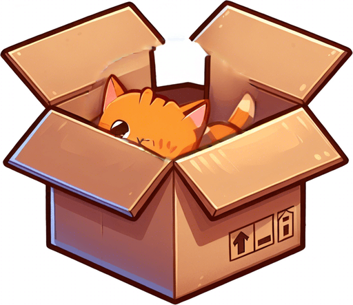 Detail of face head and ears of a cute Chibi ginger cat's looking from the box into the camera. Cheeky, happy. Brown eyes