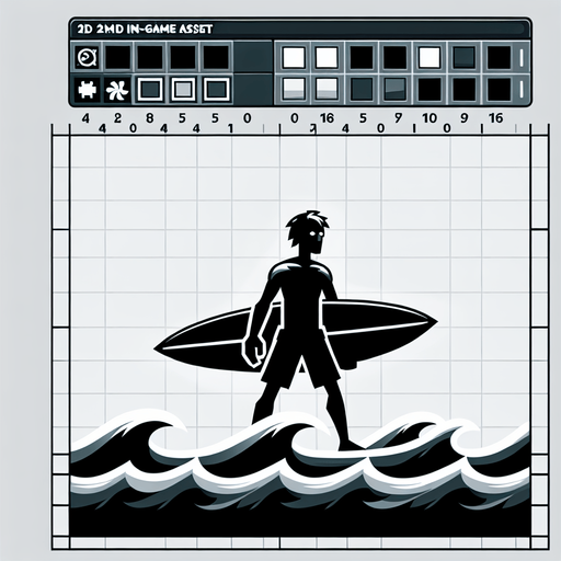 Sörfçü.
Single Game Texture. In-Game asset. 2d. Blank background. High contrast. No shadows.