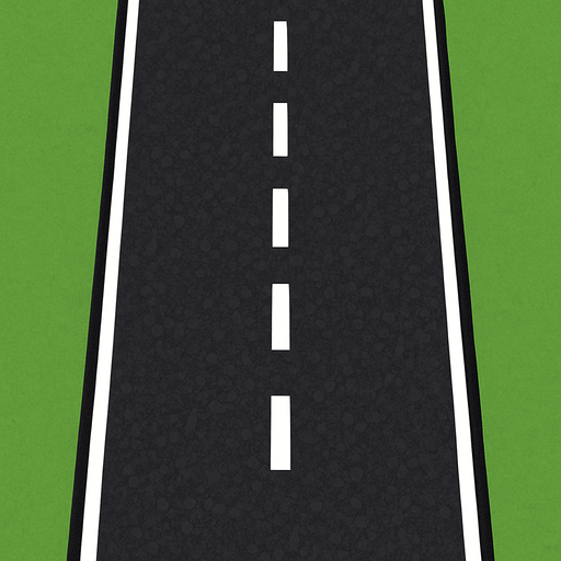 Asfalt bir maşın yolu.
In-Game asset.  2d.  High contrast.  No shadows