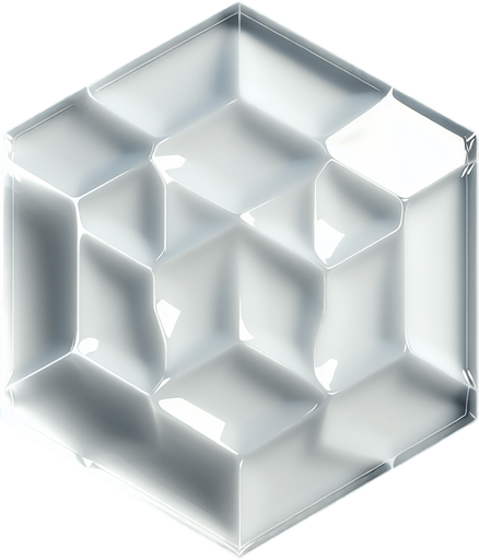 Simple, glossy, empty, plain white hexagon tile made with transparent gel.
Front view. Modern game style