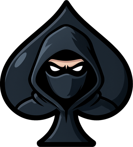 Just the spade from this picture with an icon of a cartoon spy with a hood and a mask on in the center of the spade.