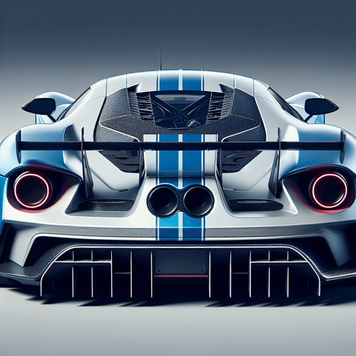 Back of blue and white colour Bugatti.
Single Game Texture. In-Game asset. 2d. Blank background. High contrast. No shadows.