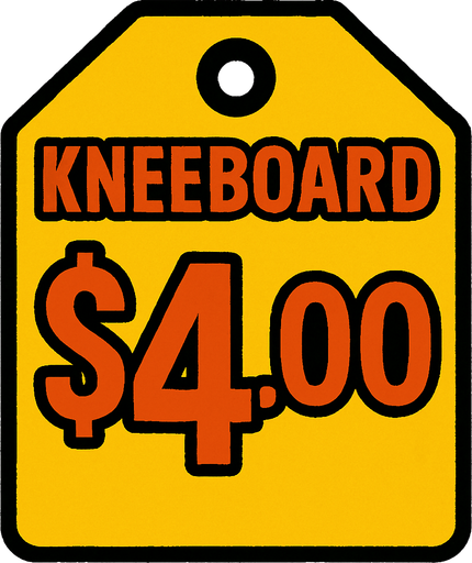 Price tag that says Kneeboard $4.00.
In-Game asset.  2d.  High contrast.  No shadows