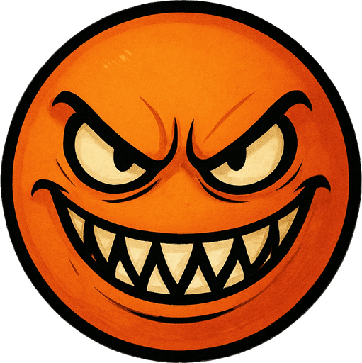 A orange ball with a evil smile.
#2d