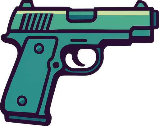 Gun.
In-Game asset.  2d.  High contrast.  No shadows
