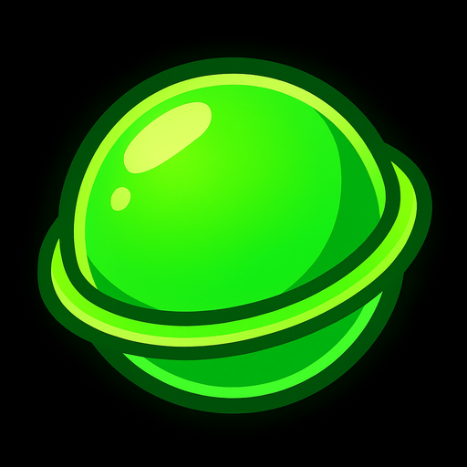 green neon ball.
In-Game asset.  2d.  High contrast.  No shadows