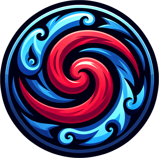 tourbillon bleu et rouge.
Single Game Texture. In-Game asset. 2d. Blank background. High contrast. No shadows.
