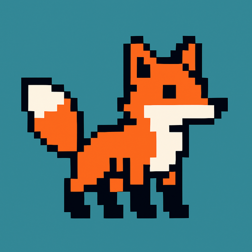 Fox pixel.
In-Game asset.  2d.  High contrast.  No shadows